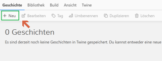 Twine - neues Spiel anlegen